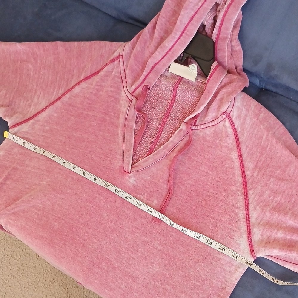 Anthropologie Pink V-Neck Pullover Hoodie Womens Medium - Picture 4 of 6